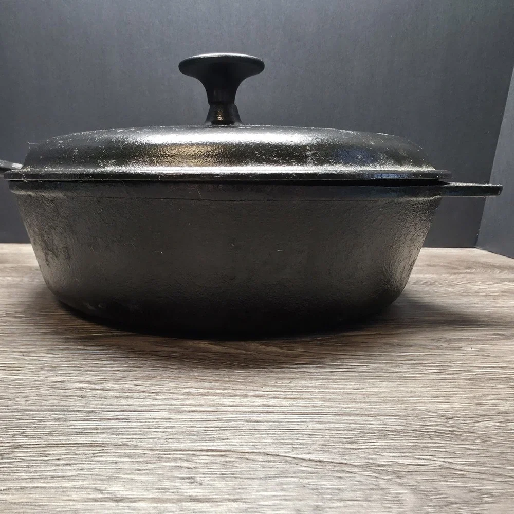 Kirby & Allen Cast Iron Chicken Fryer - #10 Deep Skillet - W/Matching Lid